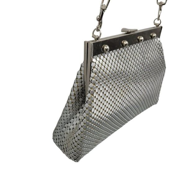 Vintage Whiting & Davis Crossbody Bag Metal Mesh Frame Clasp Silver Metallic - Picture 8 of 13